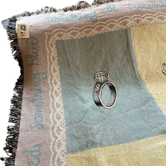 The Manual Woodworkers & Weavers TIE THE KNOT Wedding Tapestry Throw 51x68 NWT - Picture 4 of 11